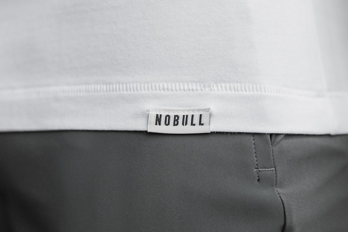 Nobull Lightweight Henley Men's Long Sleeves White | Australia (QX5643)